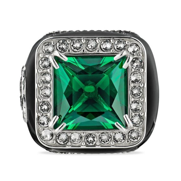 Gucci GG Crystal-embellished Signet Ring in Green - Picture 1 of 10